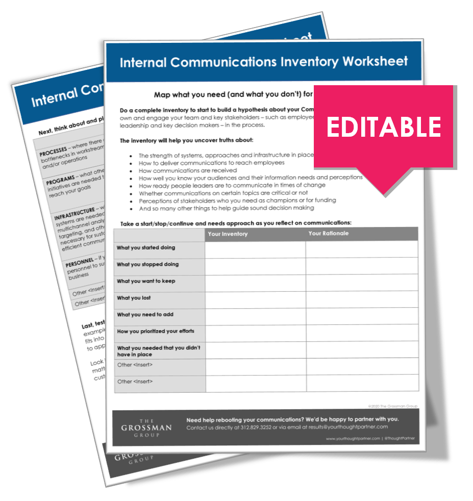 [Free Worksheet] Internal Communications Inventory | The Grossman Group
