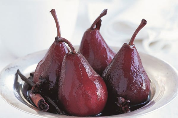 Grandma Elsie's Elegant Poached Pears with Spiced Red-Wine Syrup